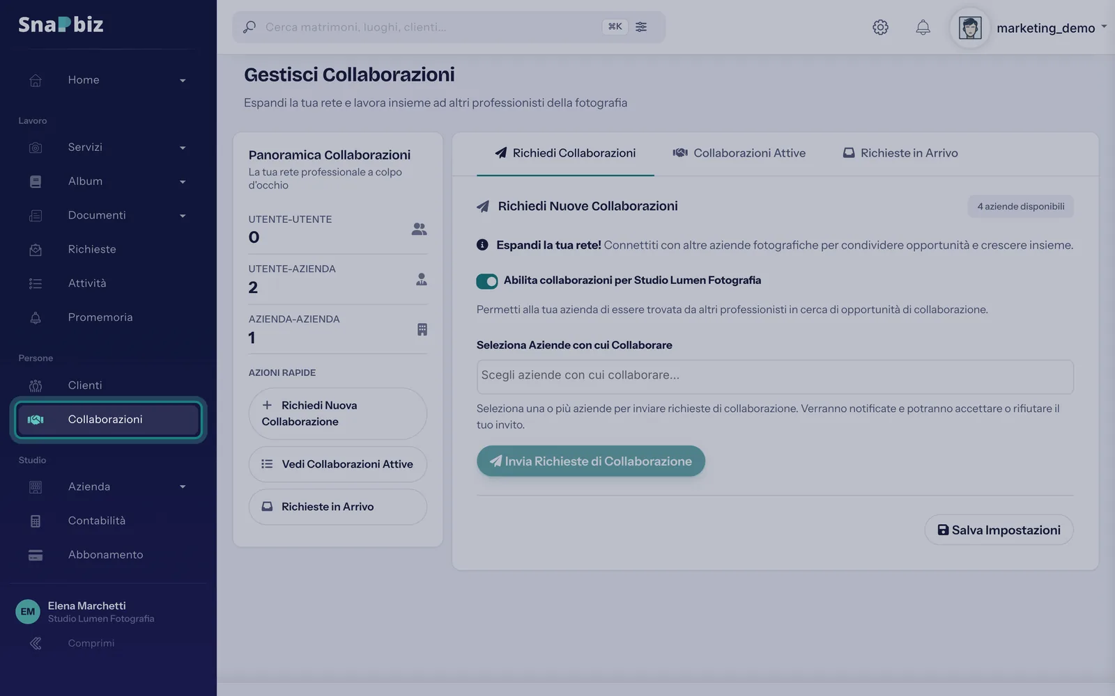 Passo 1: Apri **Collaborazioni** dal menu a sinistra, nel gruppo *Persone*.